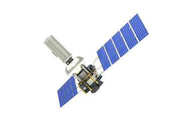 Low angle view ofÂ 3d modern solar satellite