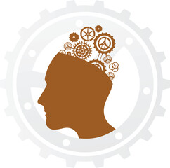 Illustration of human head with gears
