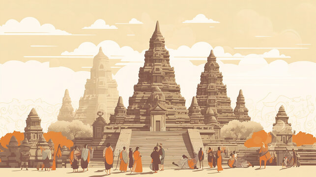 indonesia tample illustration, generated AI Technology