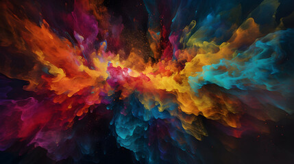 Obraz premium A vibrant nebula, alive with swirling colors and gas clouds. The lighting is vibrant and the mood is otherworldly. - Generative AI