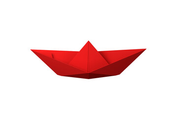 Red origami boat