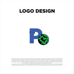logo letter P, house and earth green
