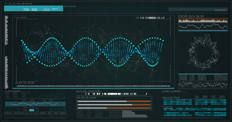 Panoramic view of DNA helix pattern on screen