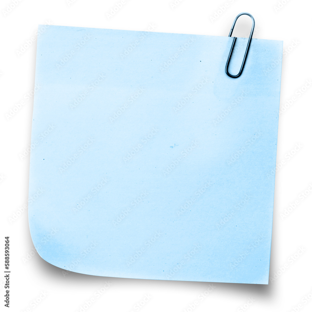 Poster Blue sticky note with paper clip