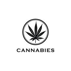 cannabis leaf flat icon logo