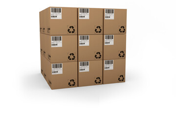 Digital composite image of cardboard boxes