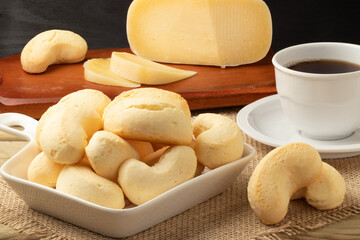 Traditional snack cheese bread with coffee.
