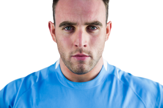 Rugby player looking at camera