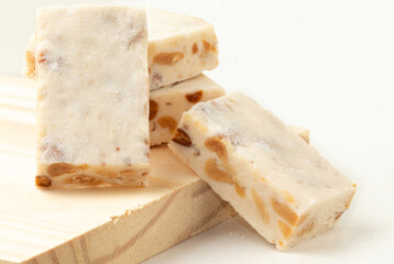 Traditional nougat on white background.
