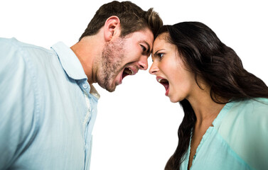 Couple shouting while standing face to face