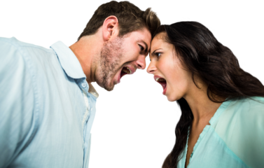 Couple shouting while standing face to face
