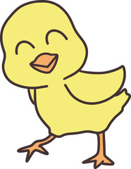 Easter Day Chicken Hand Drawn Flat Illustration