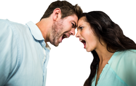 Couple shouting while standing face to face