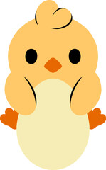 Easter Day Chicken Hand Drawn Flat Illustration