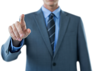 Midsection of well dressed businessman gesturing
