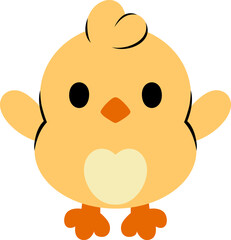 Easter Day Chicken Hand Drawn Flat Illustration