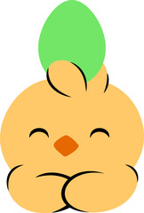 Easter Day Chicken with Egg Shell Hand Drawn Flat Illustration