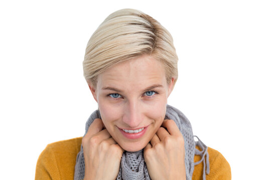 Smiling woman wearing a scarf