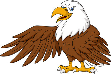 Cute eagle cartoon on white background