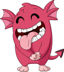 Cute pink monster cartoon on white background
