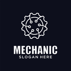 Mechanical technology logo, gear and piston combination logo symbol. engine parts