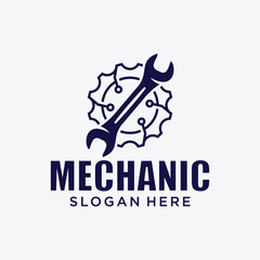 Mechanical technology logo, gear and piston combination logo symbol. engine parts