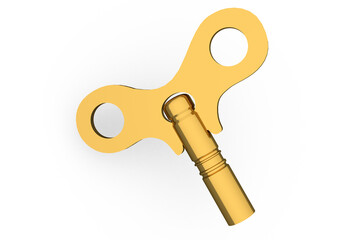 Digitally generated shiny gold key