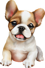 French Bulldog Puppy Dog Watercolor. Generative AI