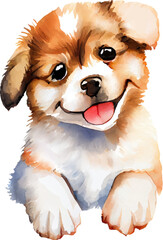 Cute Puppy Dog Watercolor. Generative AI