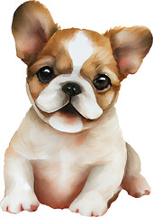 French Bulldog Puppy Dog Watercolor. Generative AI