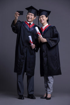 Senior Chinese students cheering for graduation