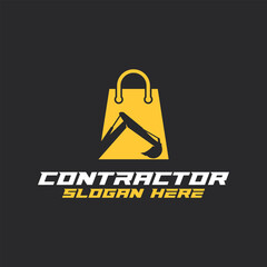 excavator silhouette logo, mining heavy equipment work excavator logo, construction logo vector