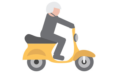 Digital composite image of man riding scooter