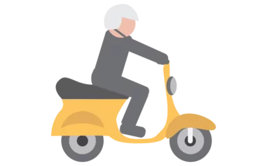 Stickers muraux Léquitation Digital composite image of man riding scooter