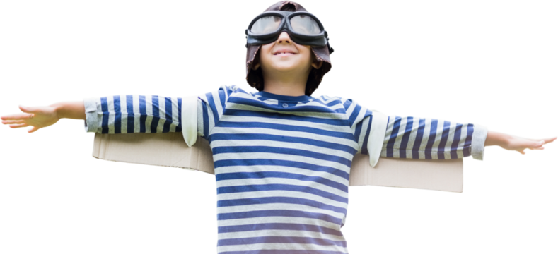 Boy pretending to be an aviation pilot - Powered by Adobe
