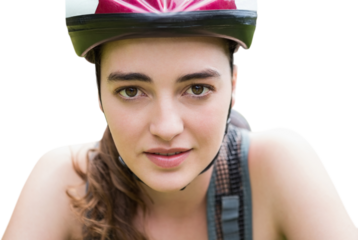 Close-up portrait of female mountain biker 