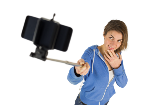 Casual brunette taking a selfie