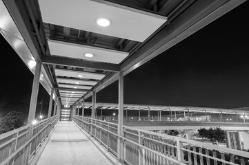 Empty Pedestrian Walkway at night