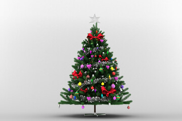 Christmas tree decoration against gray background