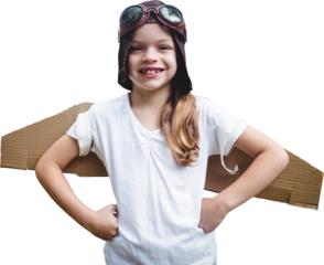 Happy girl standing in the park with hand on hip