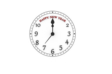 Happy new year written on clock