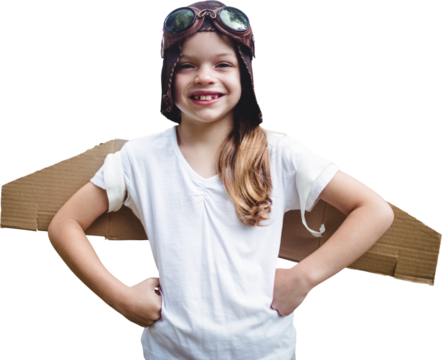 Happy girl standing in the park with hand on hip