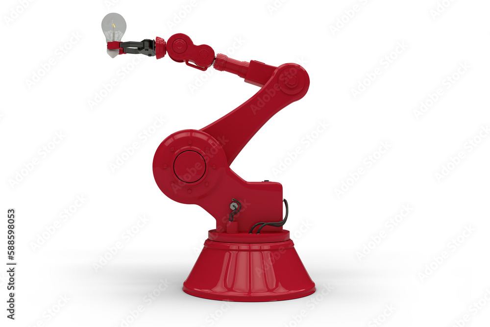 Poster digital generated image of robotic arm holding filament