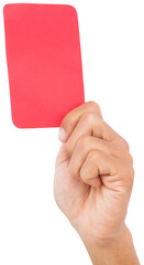 Cropped image of referee holding red card