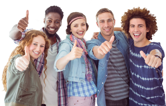 Fashion students smiling at camera together