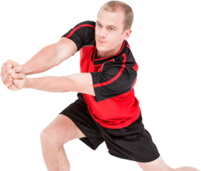 Sportsman posing while playing volleyball