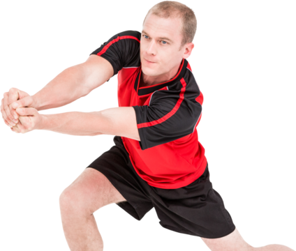 Sportsman posing while playing volleyball