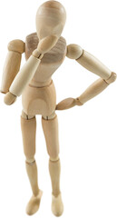3d image of tensed wooden figurine standing