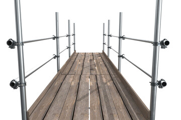 3d illustration of scaffolding with wooden plank