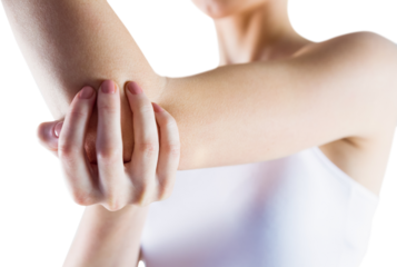 Fit woman with elbow injury